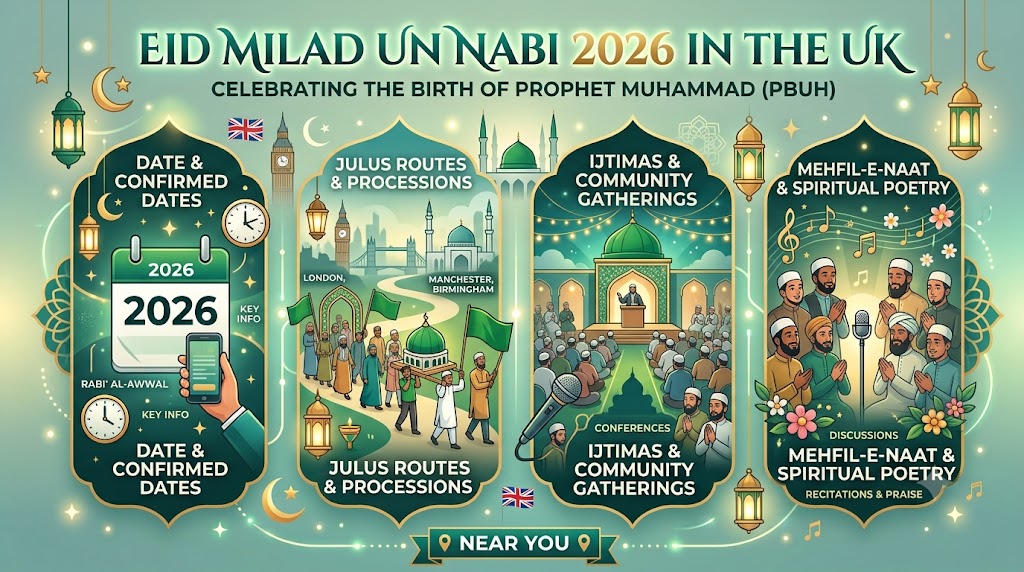 Eid Milad un Nabi 2026 in the UK: Date, Julus Routes, Ijtimas & Mehfil-e-Naat Near You