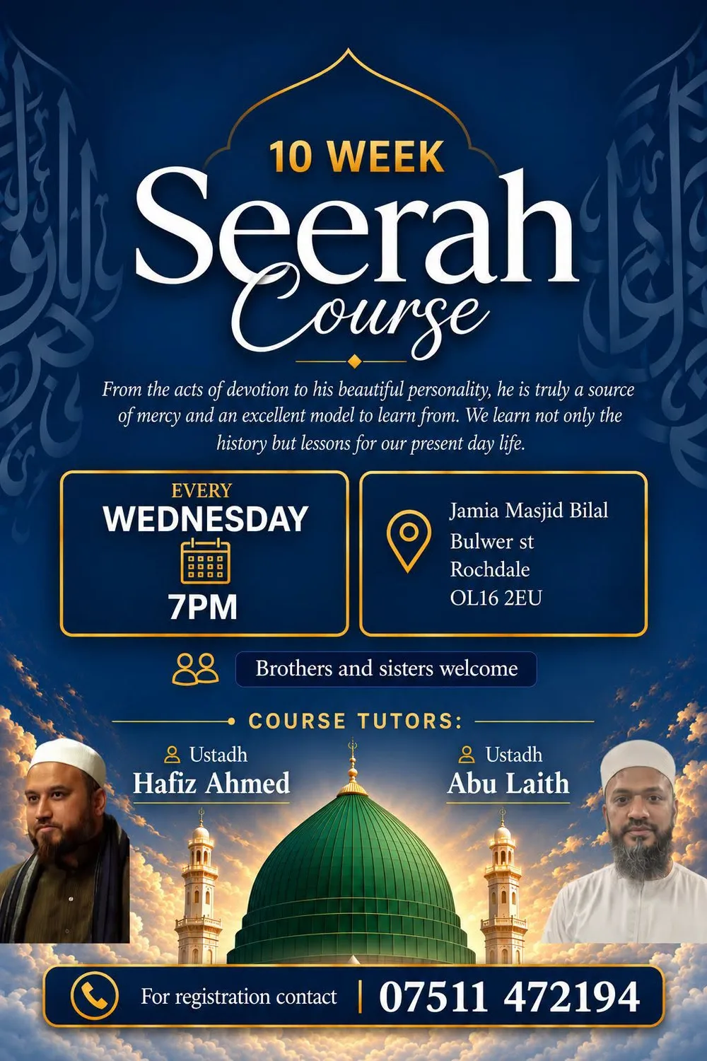 10-Week Seerah Course at Jamia Masjid Bilal, Rochdale