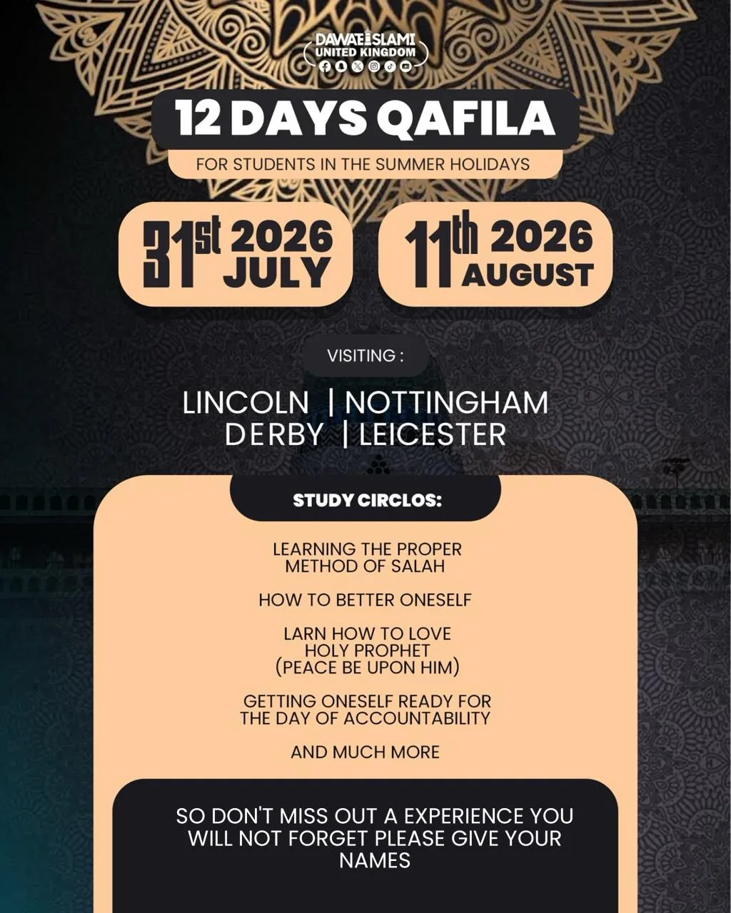 12 Days Qafila: Summer Holiday Student Retreat