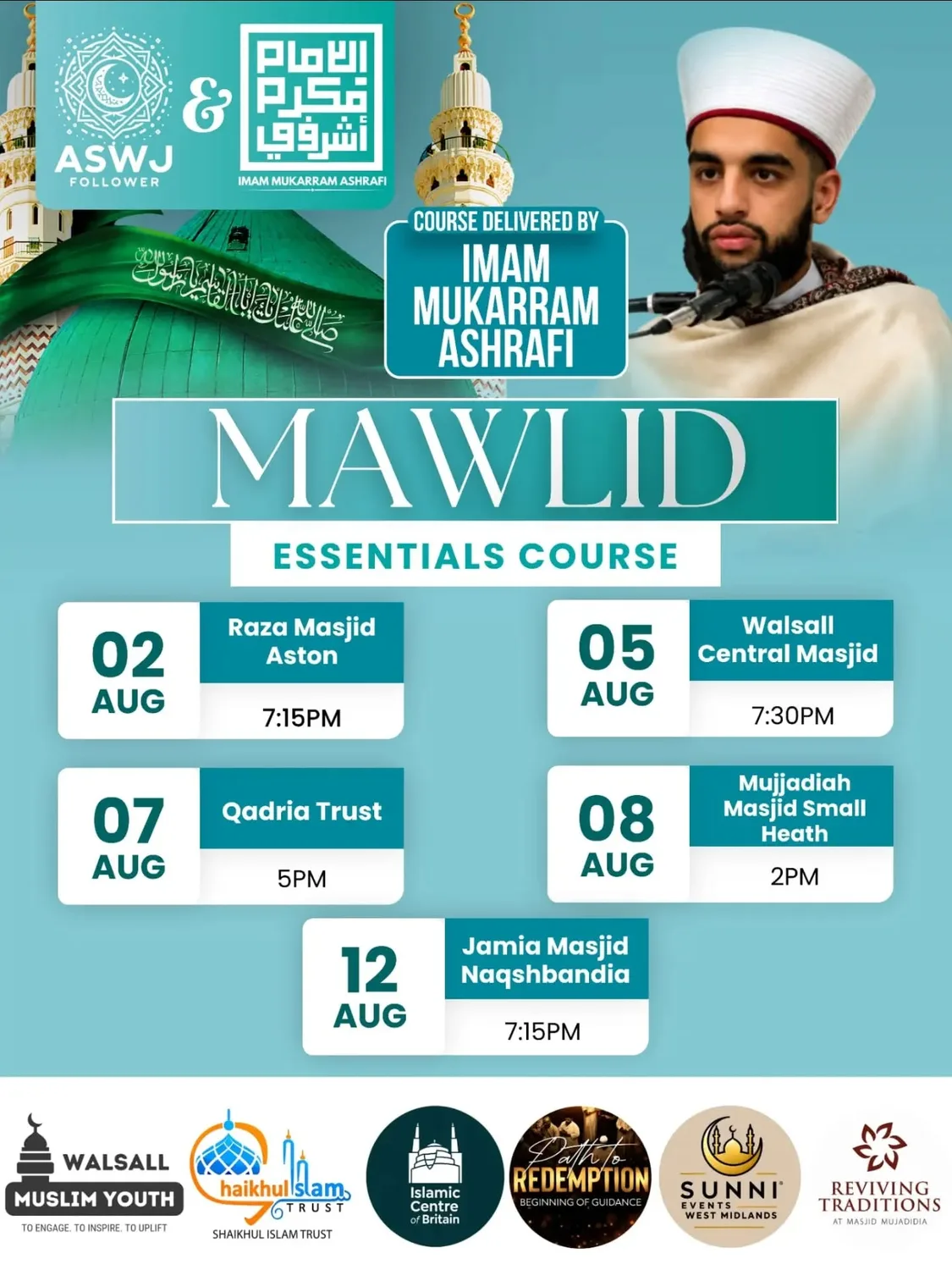 Mawlid Essentials Course with Imam Mukarram Ashrafi (august Dates)