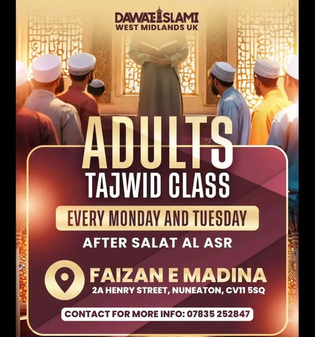 Weekly Adults Tajwid Class (Every Monday & Tuesday)